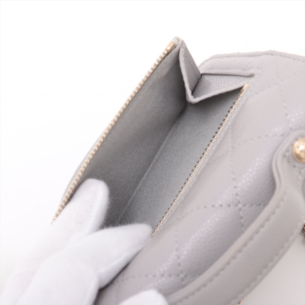 Chanel  Business Affinity Caviar Chain Wallet Grey 
