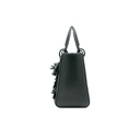 Christian Dior Matte Calfskin Flower Embellished Medium Lady Dior Black