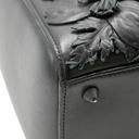 Christian Dior Matte Calfskin Flower Embellished Medium Lady Dior Black