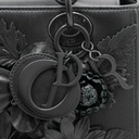Christian Dior Matte Calfskin Flower Embellished Medium Lady Dior Black