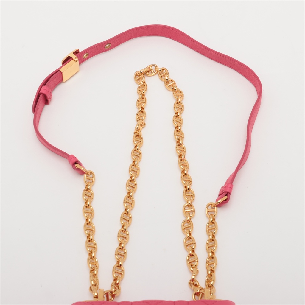Christian Dior Cannage Caro Micro Leather Chain Shoulder Bag Pink