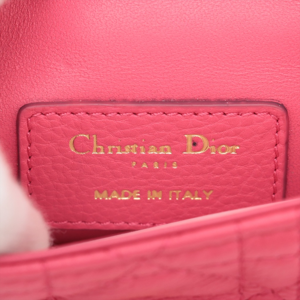Christian Dior Cannage Caro Micro Leather Chain Shoulder Bag Pink