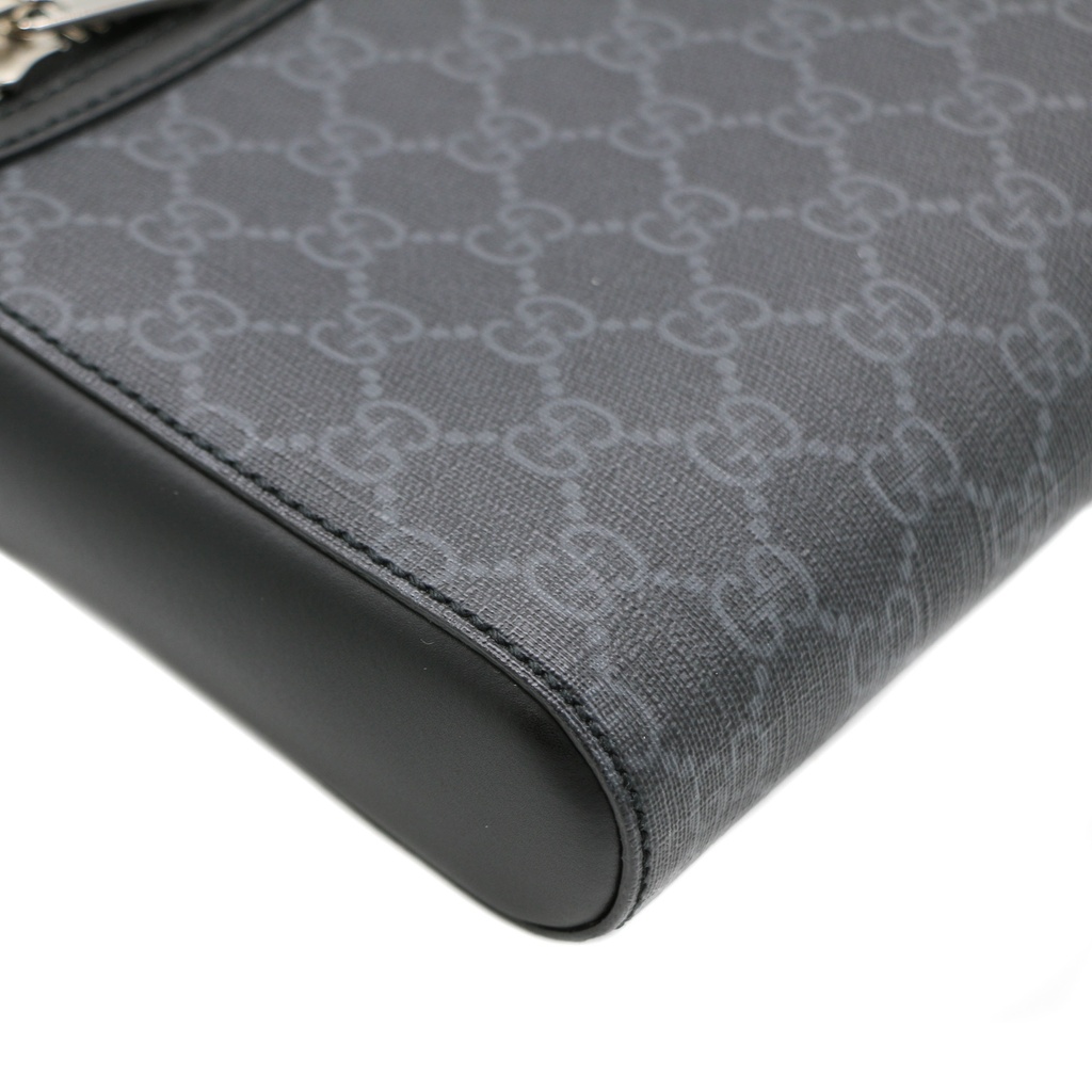 Gucci GG Supreme PVC & leather Shoulder bag Black 523599