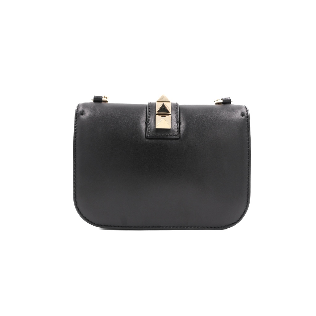 Valentino Garavani Vitello Small Glam Lock Rockstud Flap Black
