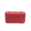 Gucci Calfskin Matelasse Small GG Marmont Shoulder Bag Hibiscus Red