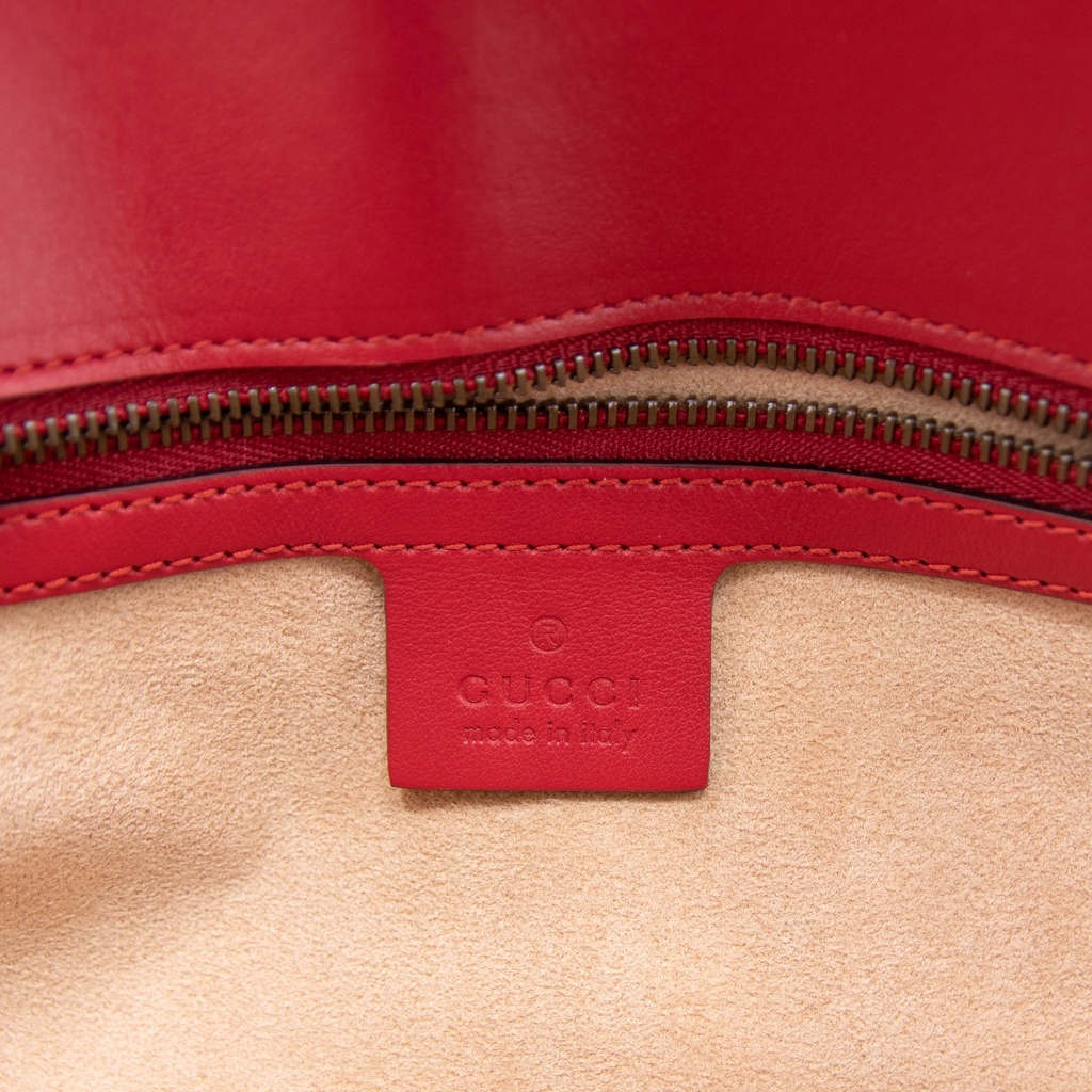 Gucci Calfskin Matelasse Small GG Marmont Shoulder Bag Hibiscus Red