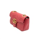 Gucci Calfskin Matelasse Small GG Marmont Shoulder Bag Hibiscus Red