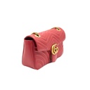 Gucci Calfskin Matelasse Small GG Marmont Shoulder Bag Hibiscus Red