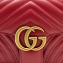 Gucci Calfskin Matelasse Small GG Marmont Shoulder Bag Hibiscus Red