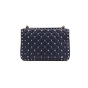 Valentino Garavani Nappa VLTN Print Medium Rockstud Spike Shoulder Bag Pure Blue White