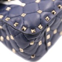 Valentino Garavani Nappa VLTN Print Medium Rockstud Spike Shoulder Bag Pure Blue White
