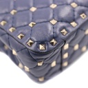 Valentino Garavani Nappa VLTN Print Medium Rockstud Spike Shoulder Bag Pure Blue White