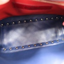 Valentino Garavani Nappa VLTN Print Medium Rockstud Spike Shoulder Bag Pure Blue White