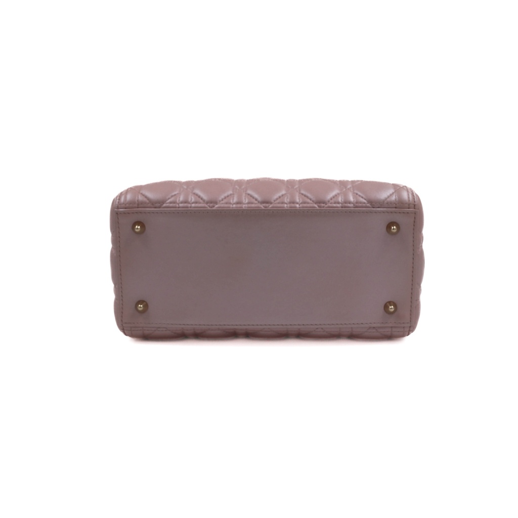 Christian Dior Pearly Lambskin Cannage Medium Lady Dior Lotus