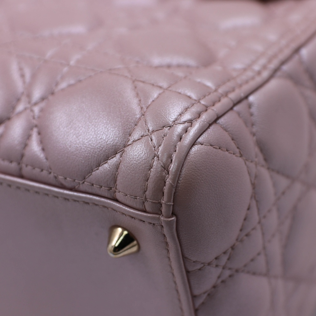 Christian Dior Pearly Lambskin Cannage Medium Lady Dior Lotus