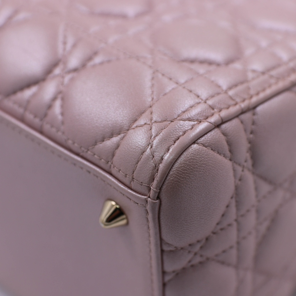 Christian Dior Pearly Lambskin Cannage Medium Lady Dior Lotus