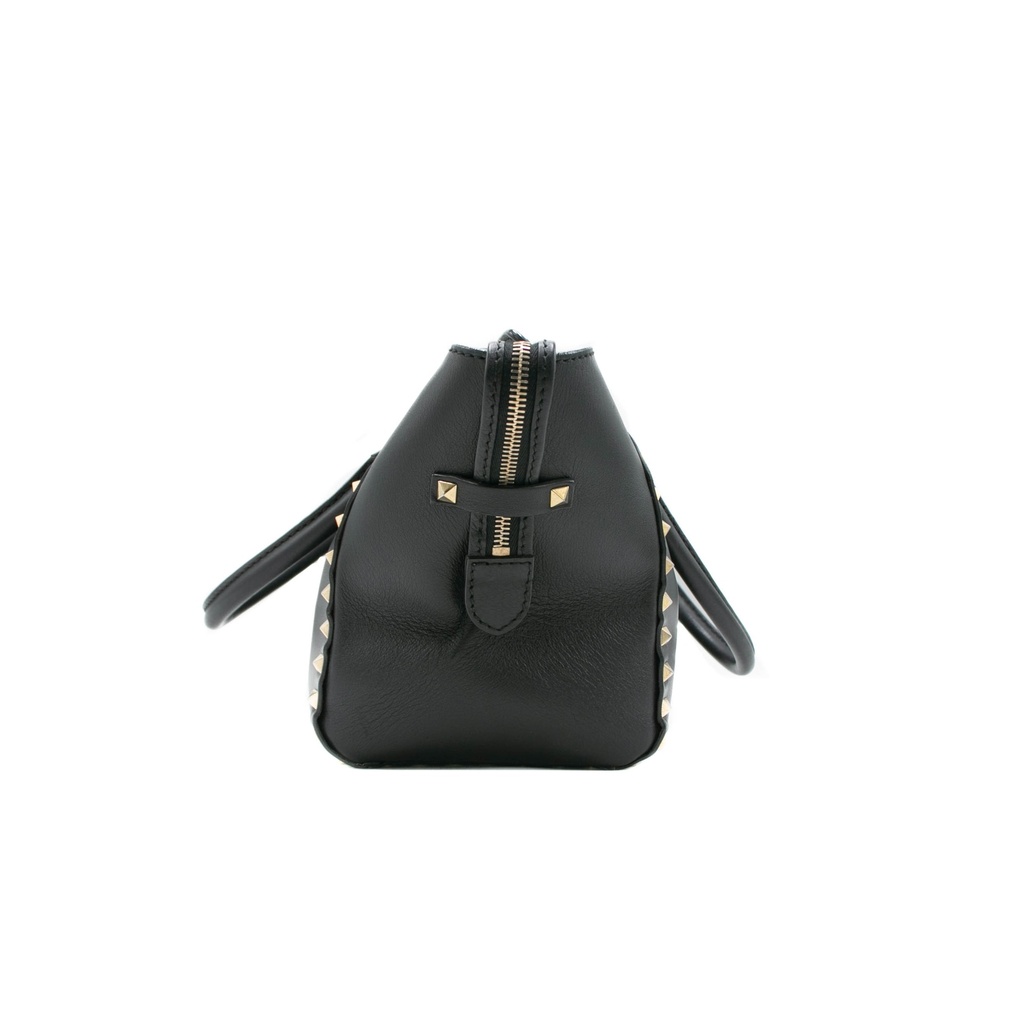 Valentino Garavani Vitello Rockstud Double Handle Tote Black