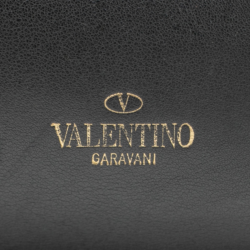 Valentino Garavani Vitello Rockstud Double Handle Tote Black