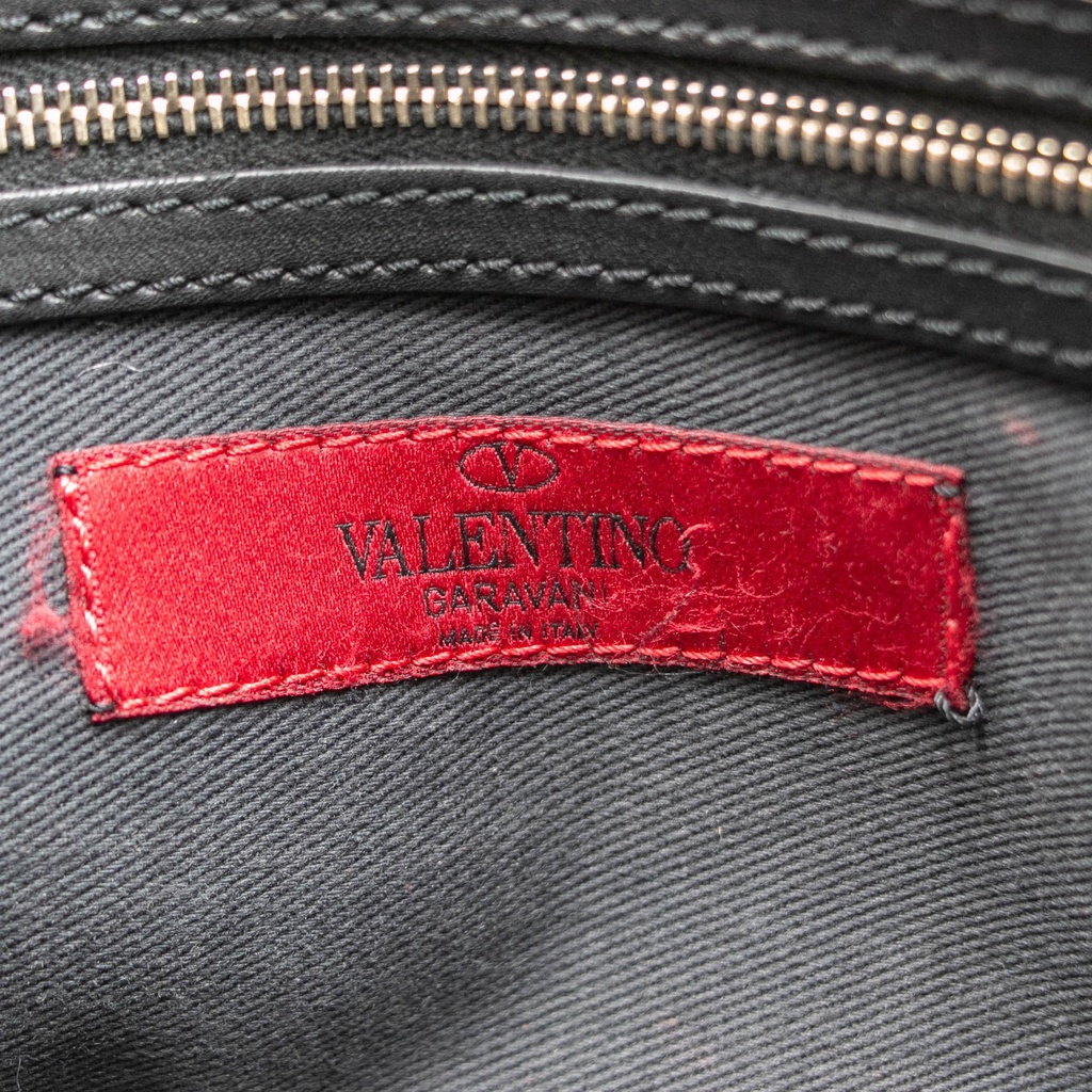 Valentino Garavani Vitello Rockstud Double Handle Tote Black