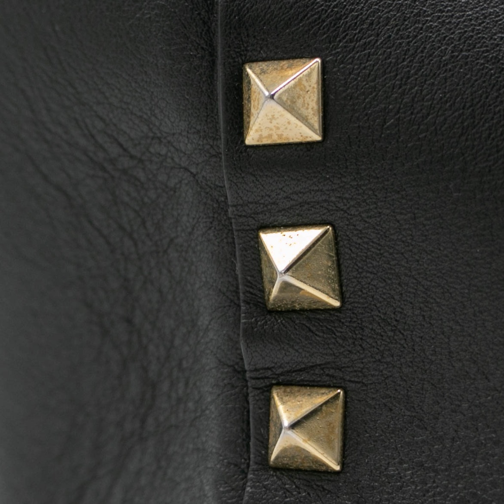 Valentino Garavani Vitello Rockstud Double Handle Tote Black