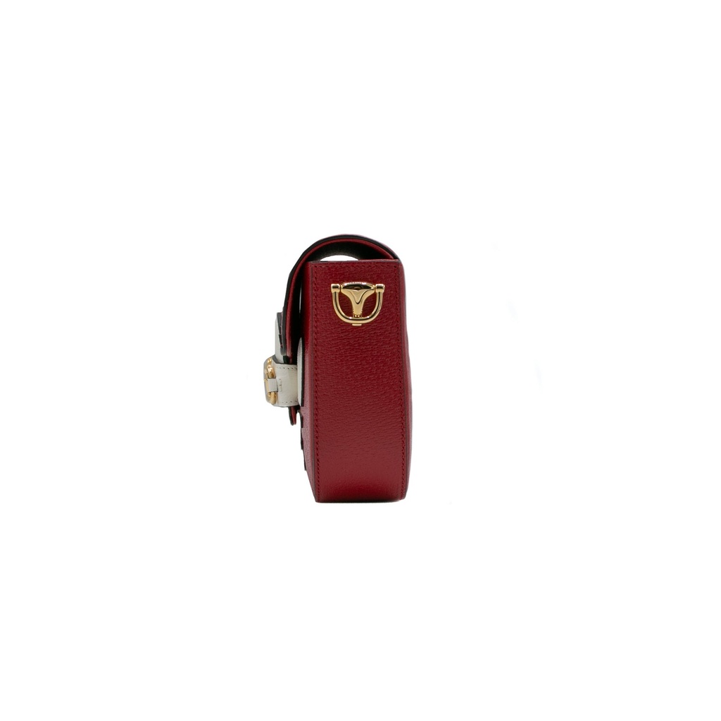 Gucci  X Adidas Textured Calfskin Web Mini Horsebit 1955 Red Shoulder Bag 658574