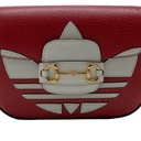 Gucci  X Adidas Textured Calfskin Web Mini Horsebit 1955 Red Shoulder Bag 658574