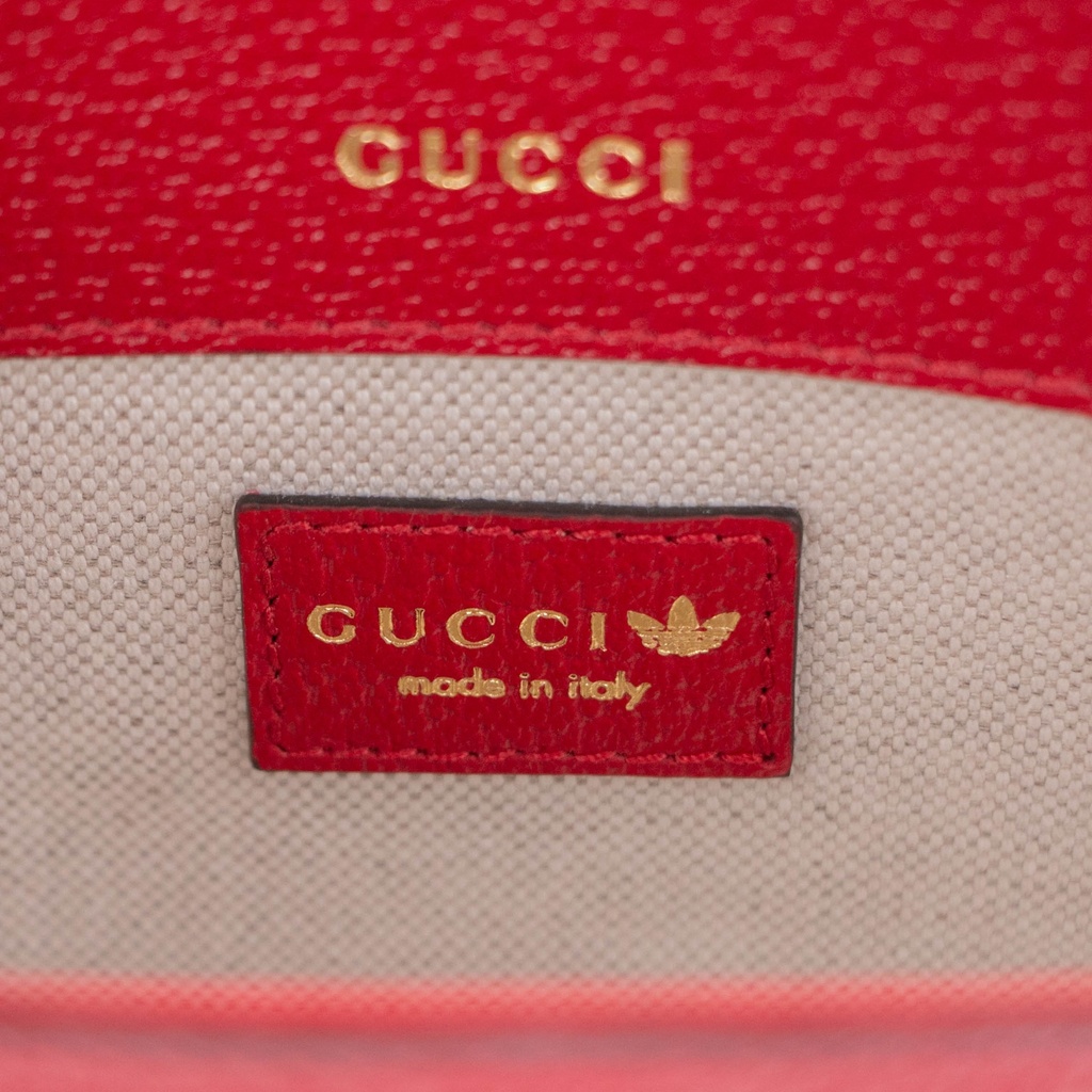 Gucci  X Adidas Textured Calfskin Web Mini Horsebit 1955 Red Shoulder Bag 658574