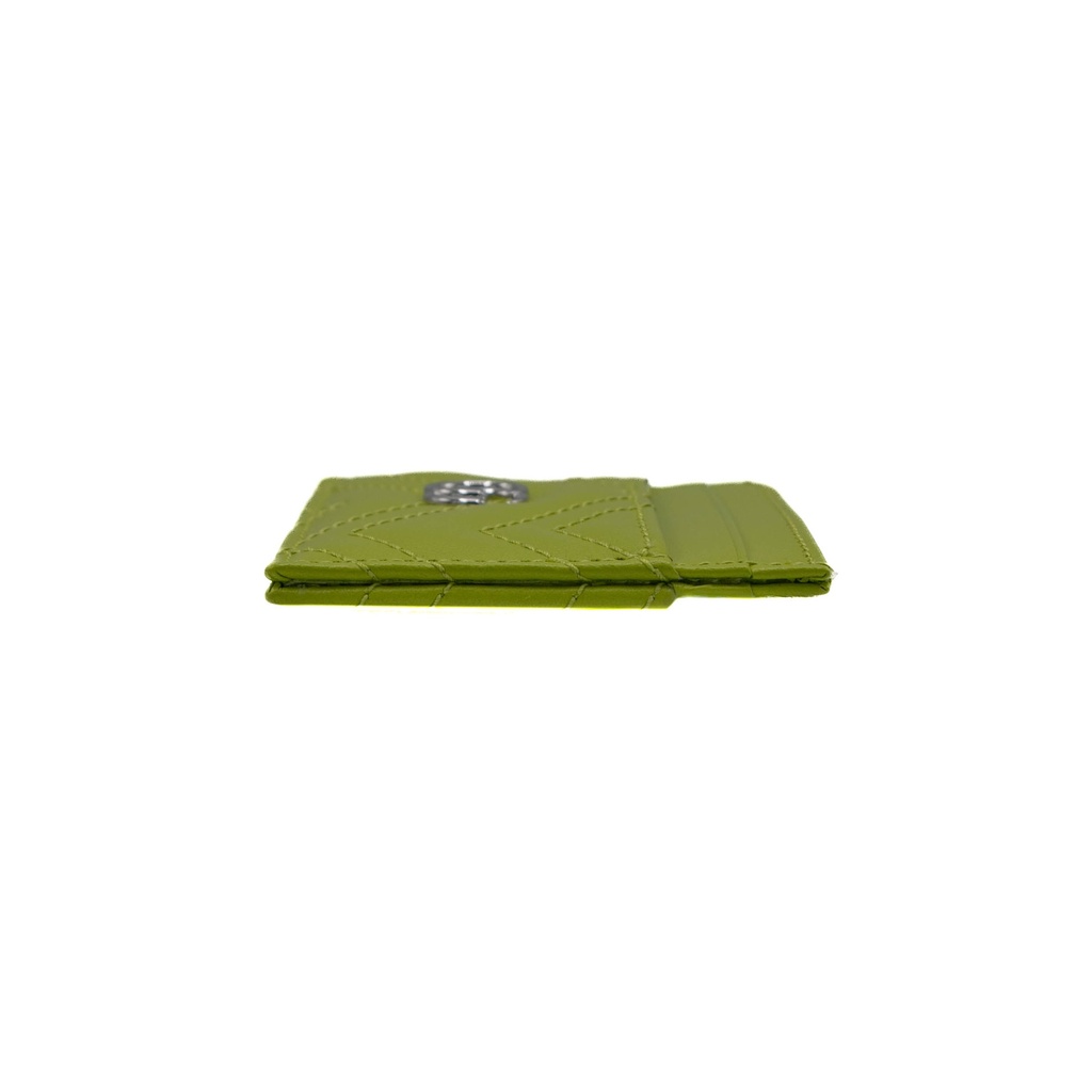 Gucci GG Matelasse Chevron Marmont Card Case Green 443127
