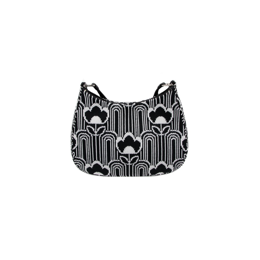 Prada Black/White Cleo Jacquard Knit and Leather Bag
