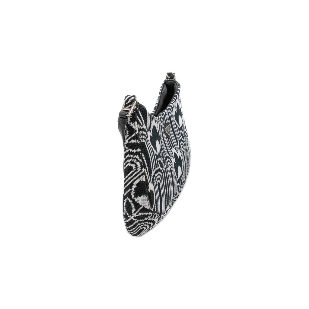 Prada Black/White Cleo Jacquard Knit and Leather Bag