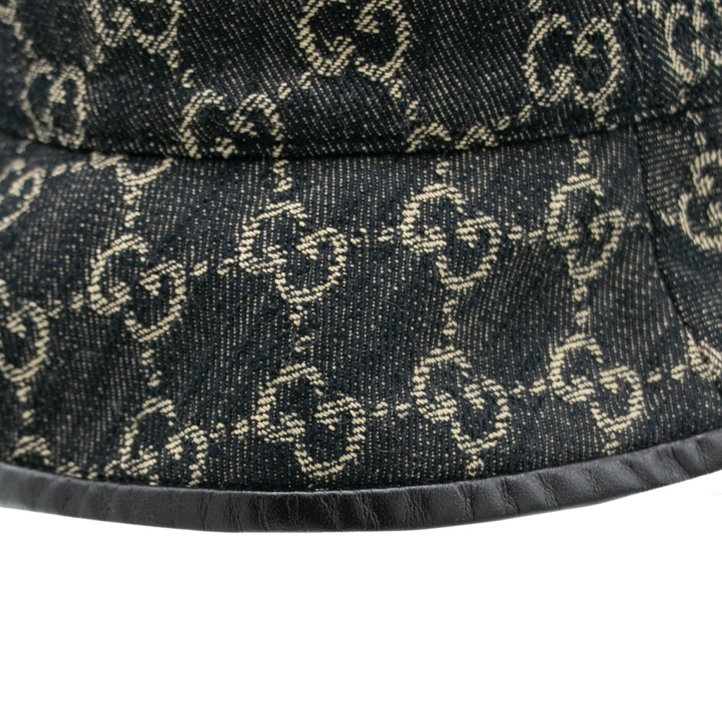 Gucci Hat GG Black Denim Size Large 576371