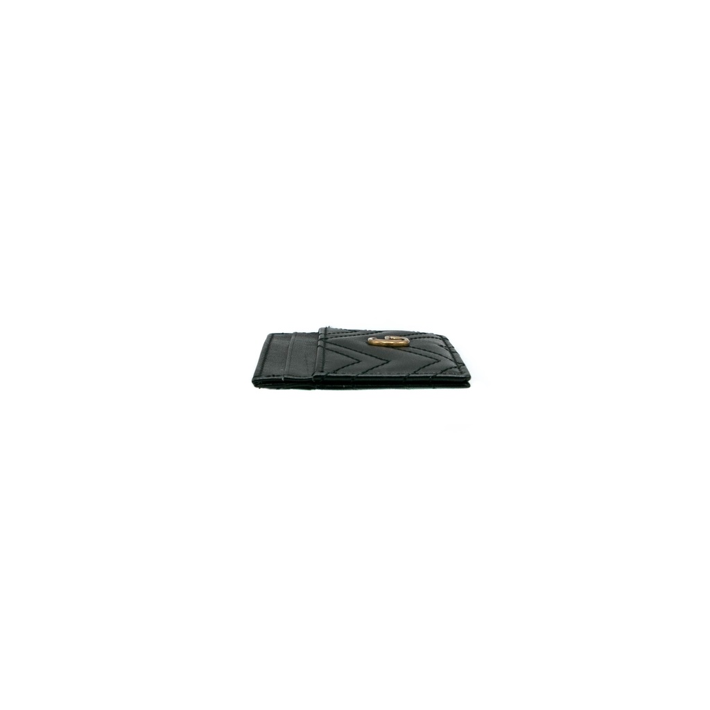 Gucci GG Matelasse Chevron Marmont Card Case Black 443127