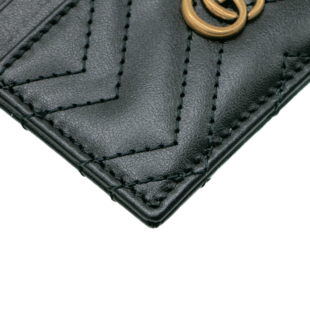 Gucci GG Matelasse Chevron Marmont Card Case Black 443127