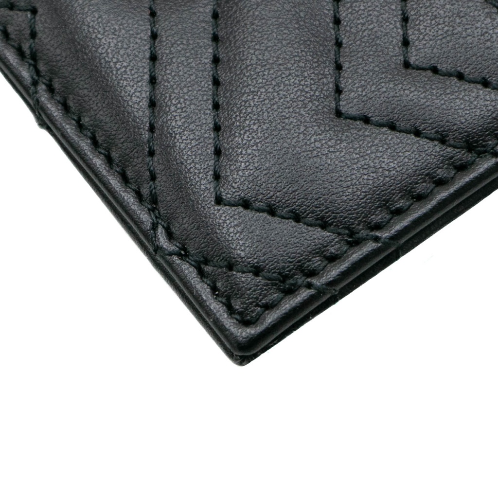 Gucci GG Matelasse Chevron Marmont Card Case Black 443127