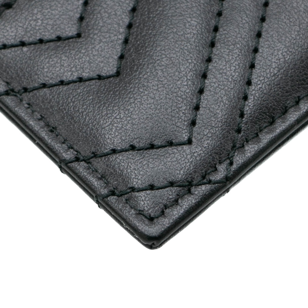 Gucci GG Matelasse Chevron Marmont Card Case Black 443127