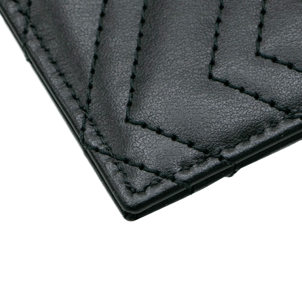 Gucci GG Matelasse Chevron Marmont Card Case Black 443127