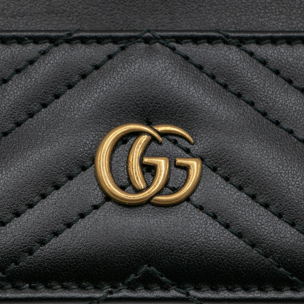 Gucci GG Matelasse Chevron Marmont Card Case Black 443127