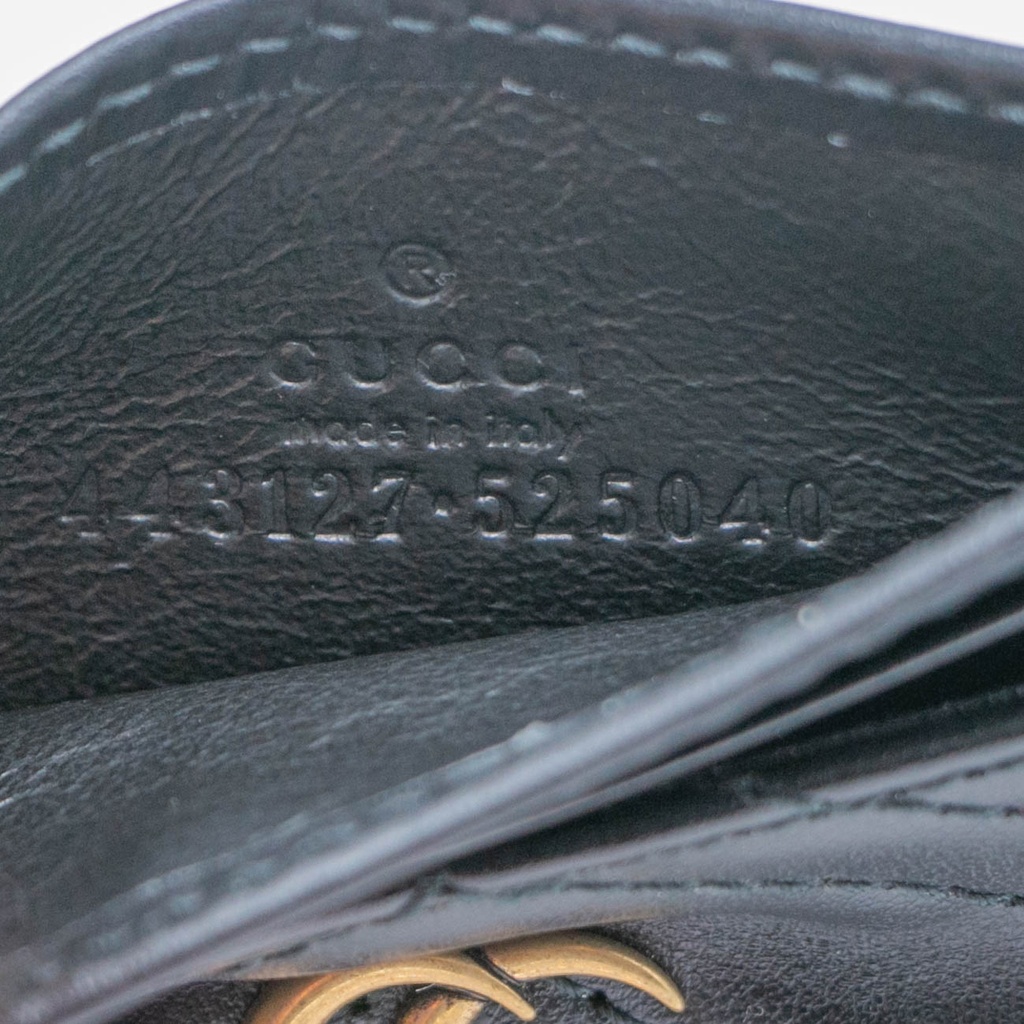 Gucci GG Matelasse Chevron Marmont Card Case Black 443127