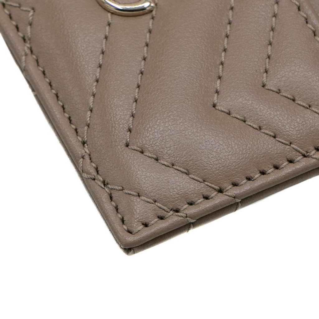 Gucci GG Matelasse Chevron Marmont Card Case Beige 443127