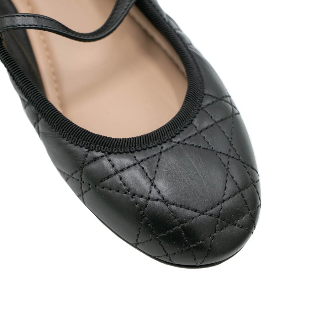 Christian Dior Ballet Black Quilted Cannage Calfskin In Size 36 1/2