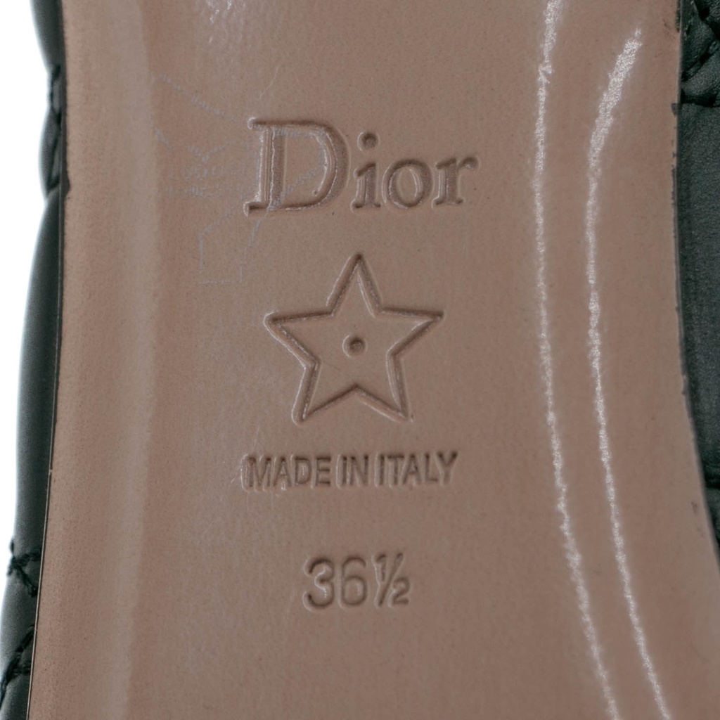 Christian Dior Ballet Black Quilted Cannage Calfskin In Size 36 1/2