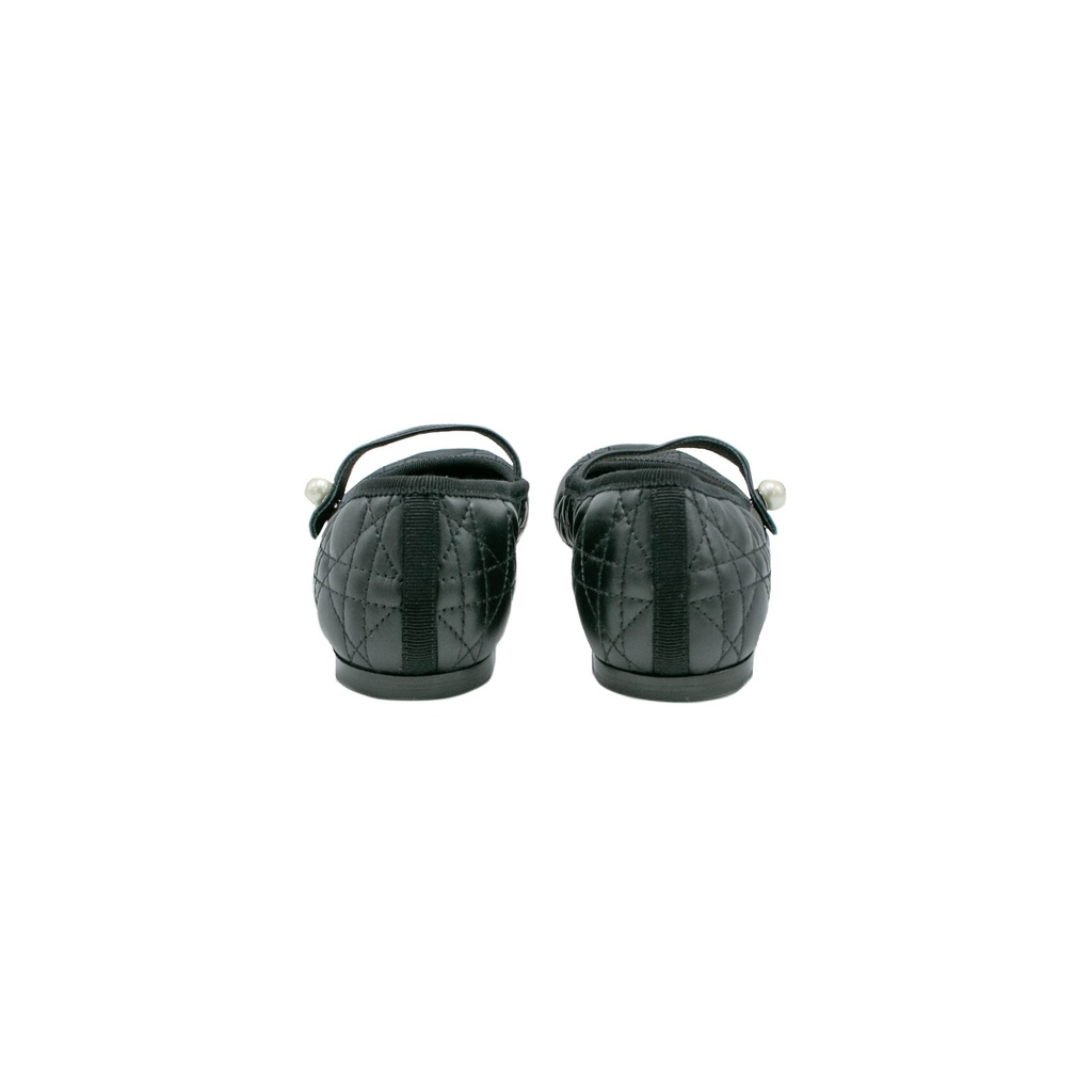 Christian Dior Ballet Black Quilted Cannage Calfskin In Size 36 1/2