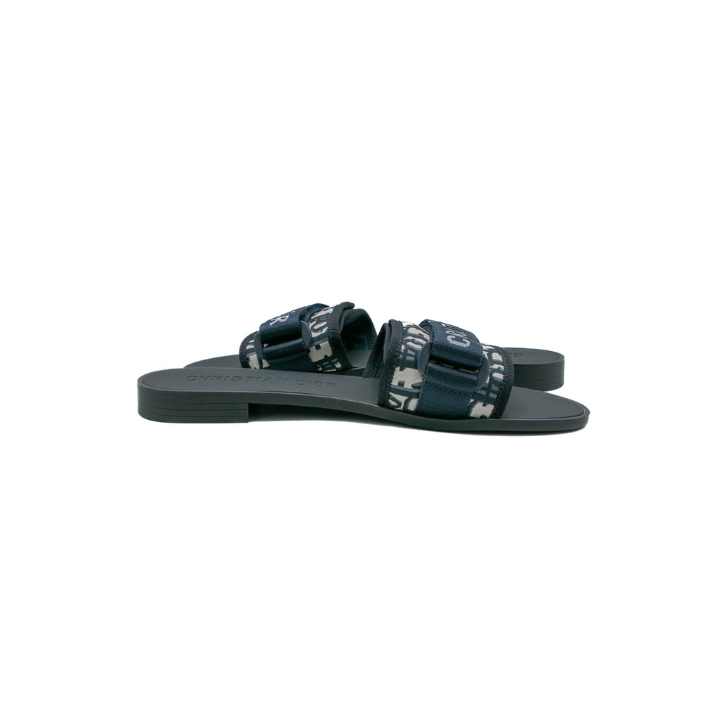 Christian Dio(r)evolution Slide Shiny Technical Fabric with Deep Blue Dior Oblique Print In Size 36