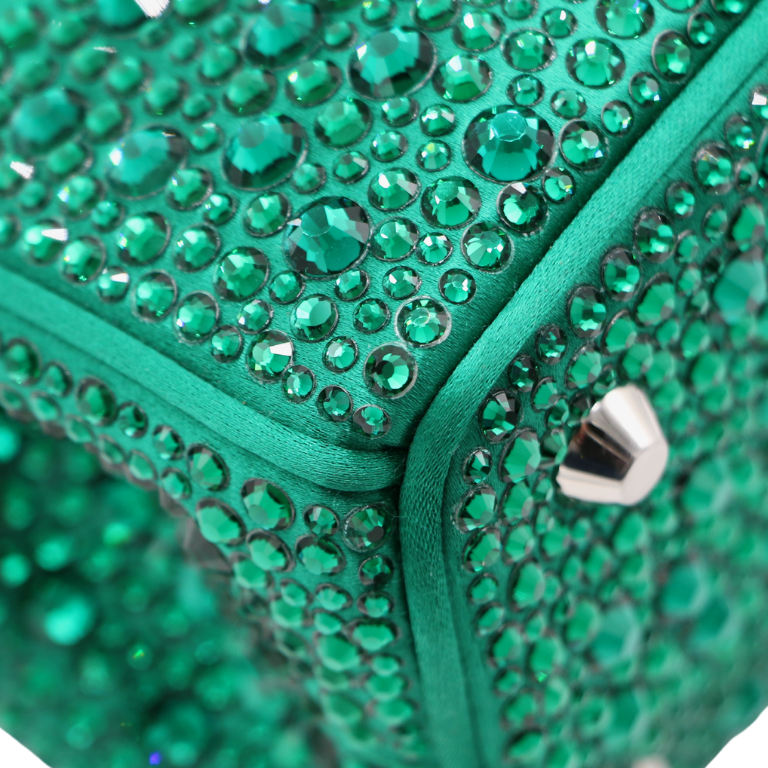 Prada Galleria Satin Mini Bag with Crystals Green
