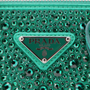 Prada Galleria Satin Mini Bag with Crystals Green