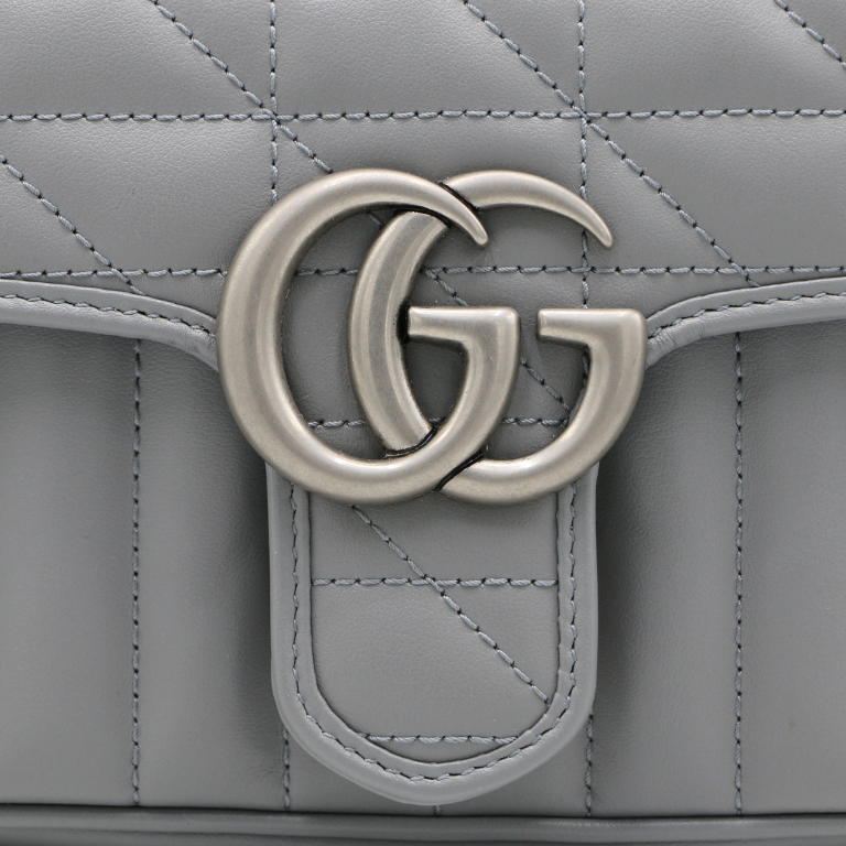 Gucci GG Marmont Matelasse Small Grey Bag 446744