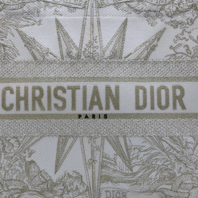 Christian Dior Canvas Embroidered Medium Rêve d'Infini Book Tote Gold