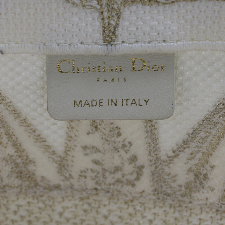 Christian Dior Canvas Embroidered Medium Rêve d'Infini Book Tote Gold