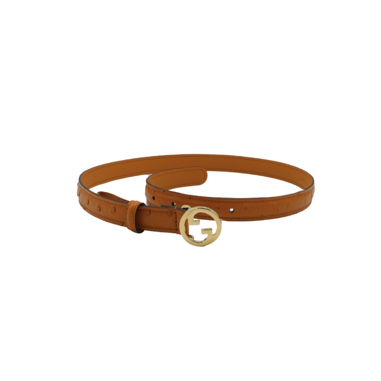 Gucci Ostrich G Buckle Thin Belt 75 30 723073
