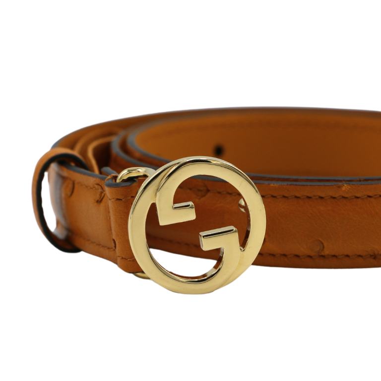 Gucci Ostrich G Buckle Thin Belt 75 30 723073